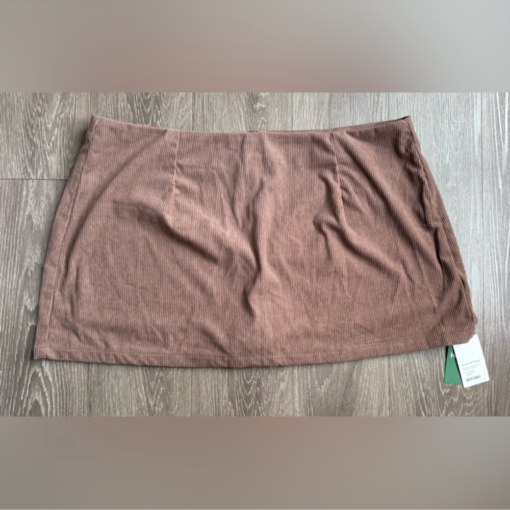 High Waisted Invisible Zipper 2-in-1 A Line Mini Corduroy Casual Skirt - Picture 5 of 14